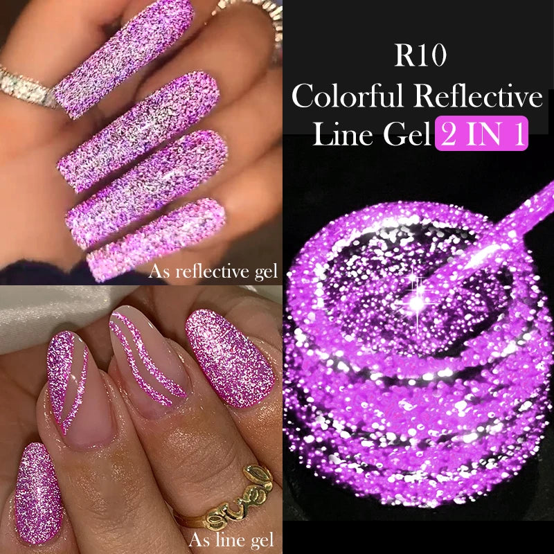 LILYCUTE 5ML Reflective Glitter Liner Gel Polish Nail Art Champagne Sparkling Lines