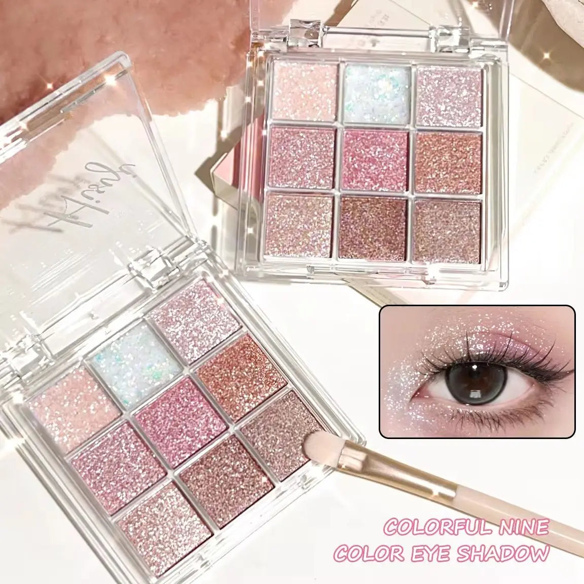 Pearlescent Glitter Eyeshadow Palette - Long-Lasting Shimmer & Highlighter