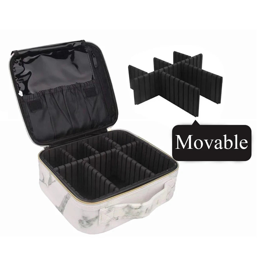 Marble Waterproof PU Cosmetic Bag - Professional Desktop & Travel Organizer