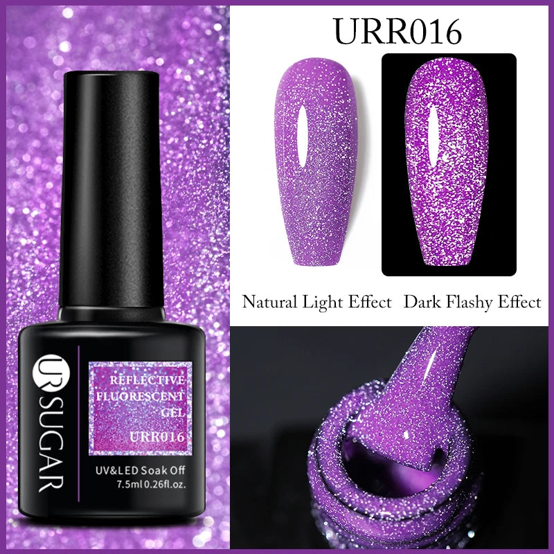 UR SUGAR Reflective Glitter Gel Polish - 7.5ml Pink Sequins Nail Art