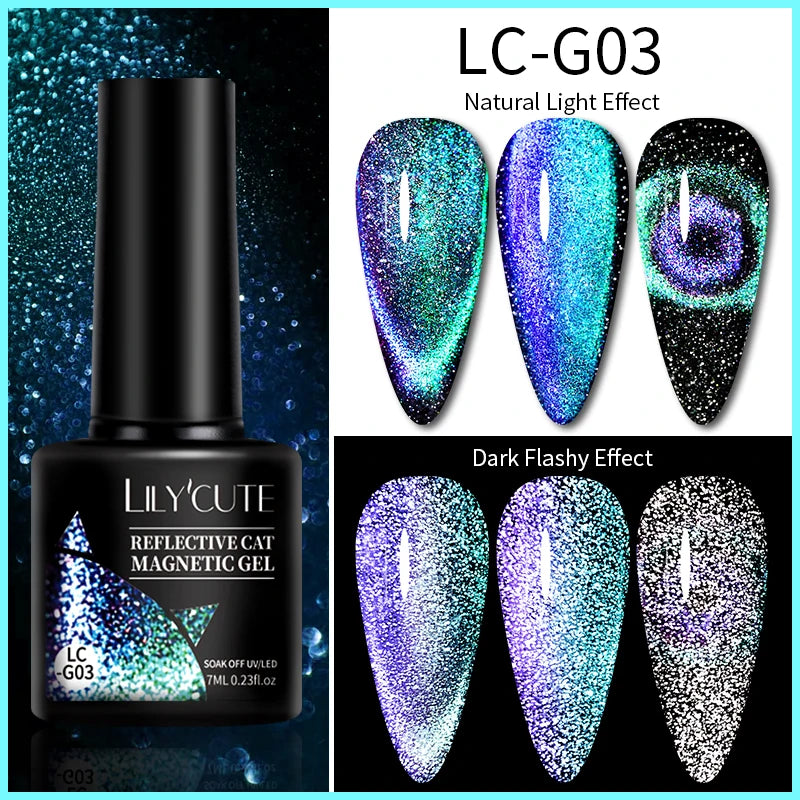 LILYCUTE 5ML Reflective Glitter Liner Gel Polish Nail Art Champagne Sparkling Lines