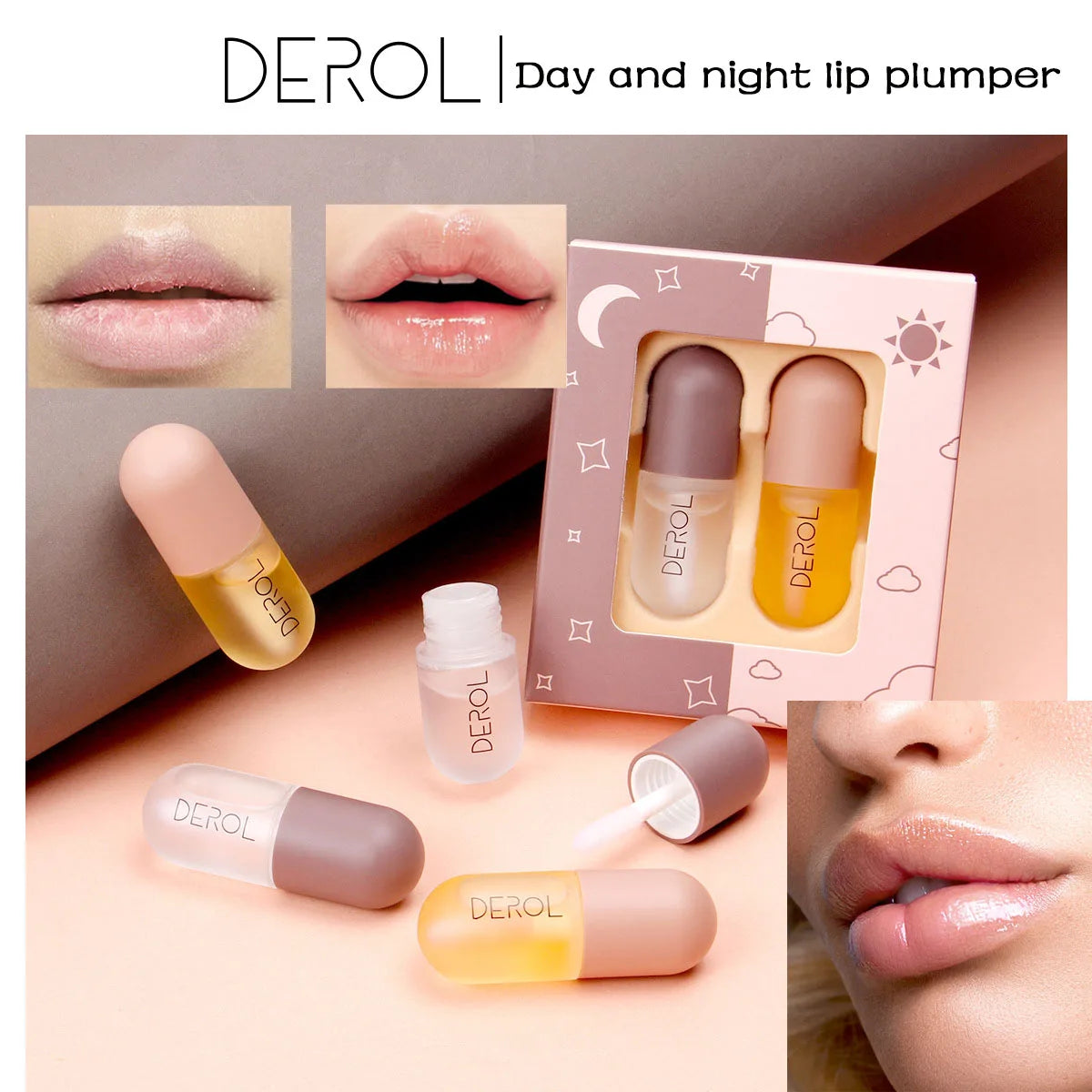 Natural Lip Plumper with Ginger & Peppermint - Day & Night Moisturizing Treatment