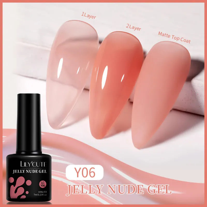 LILYCUTE UV Gel Nail Polish - Base & No-Wipe Top Coat Set (7ml)