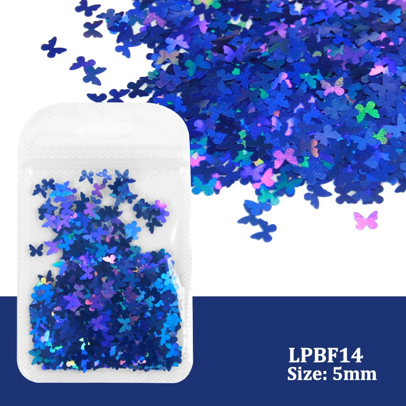 Holographic Nail Art Glitter - Laser Star & Butterfly Sequins (2g)