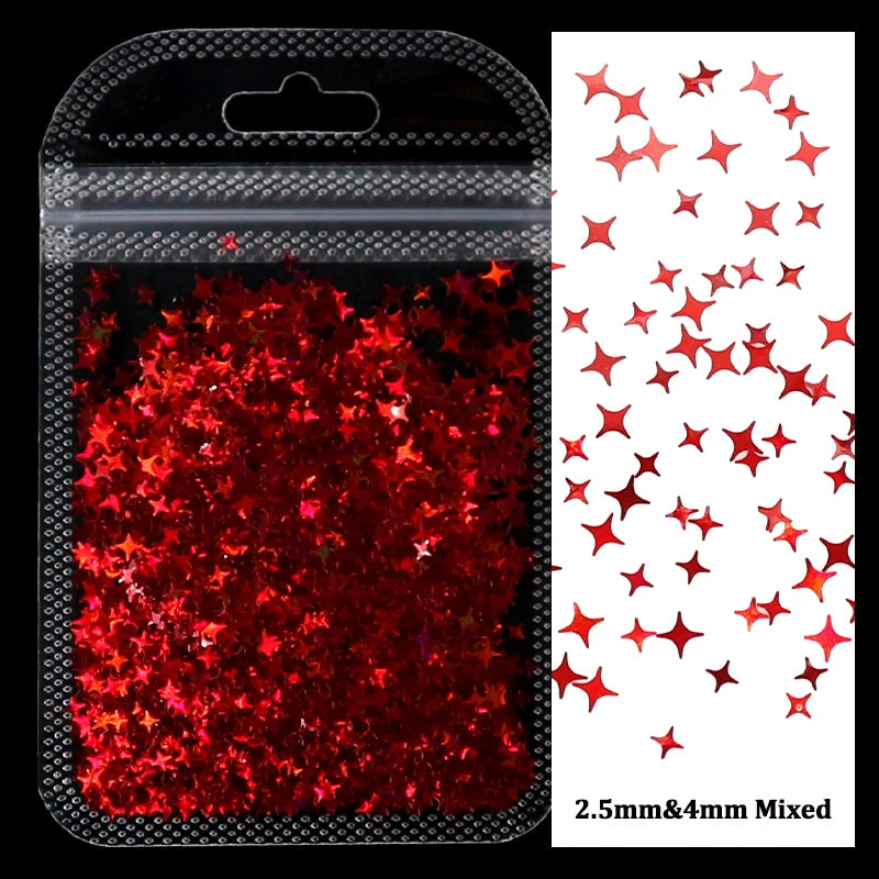 Holographic Nail Art Glitter - Laser Star & Butterfly Sequins (2g)