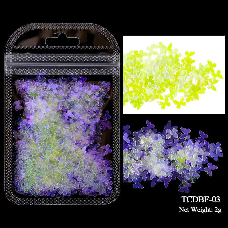 Holographic Nail Art Glitter - Laser Star & Butterfly Sequins (2g)