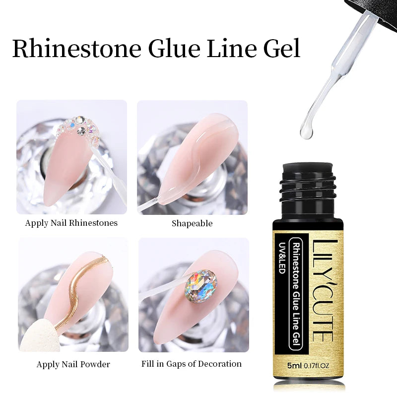 LILYCUTE 5ML Reflective Glitter Liner Gel Polish Nail Art Champagne Sparkling Lines