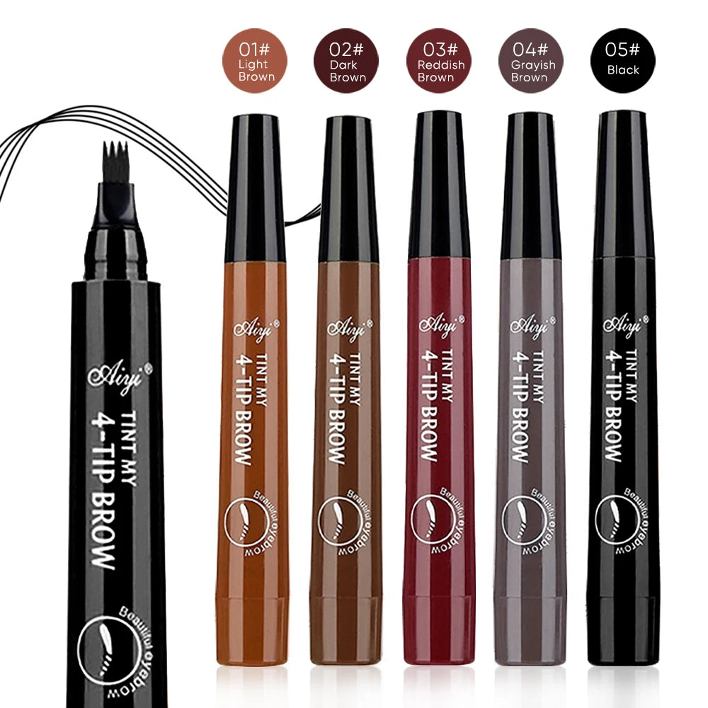 4 Split Tip Eyebrow Pen - Waterproof Liquid Tattoo Pen 5 Colors