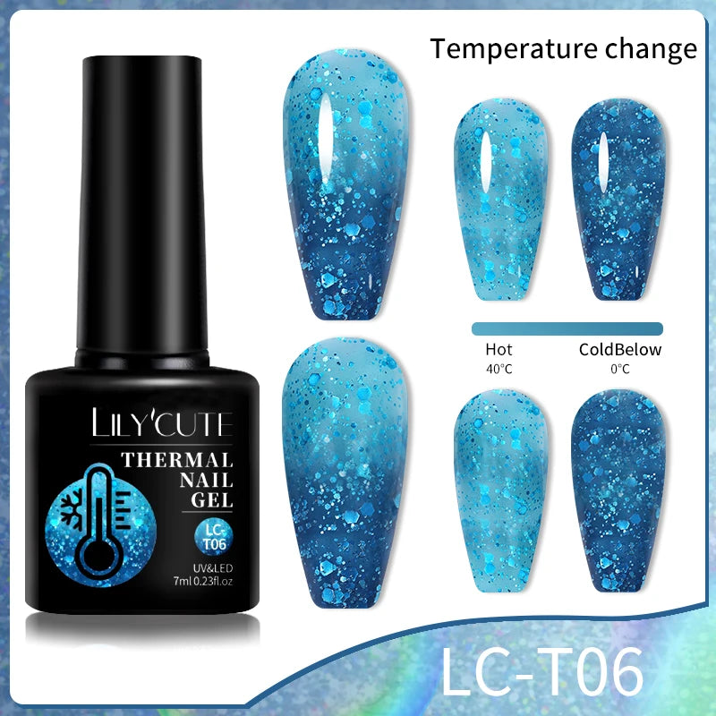 LILYCUTE Thermal Gel Nail Polish 7ml - Temperature Color Changing UV LED