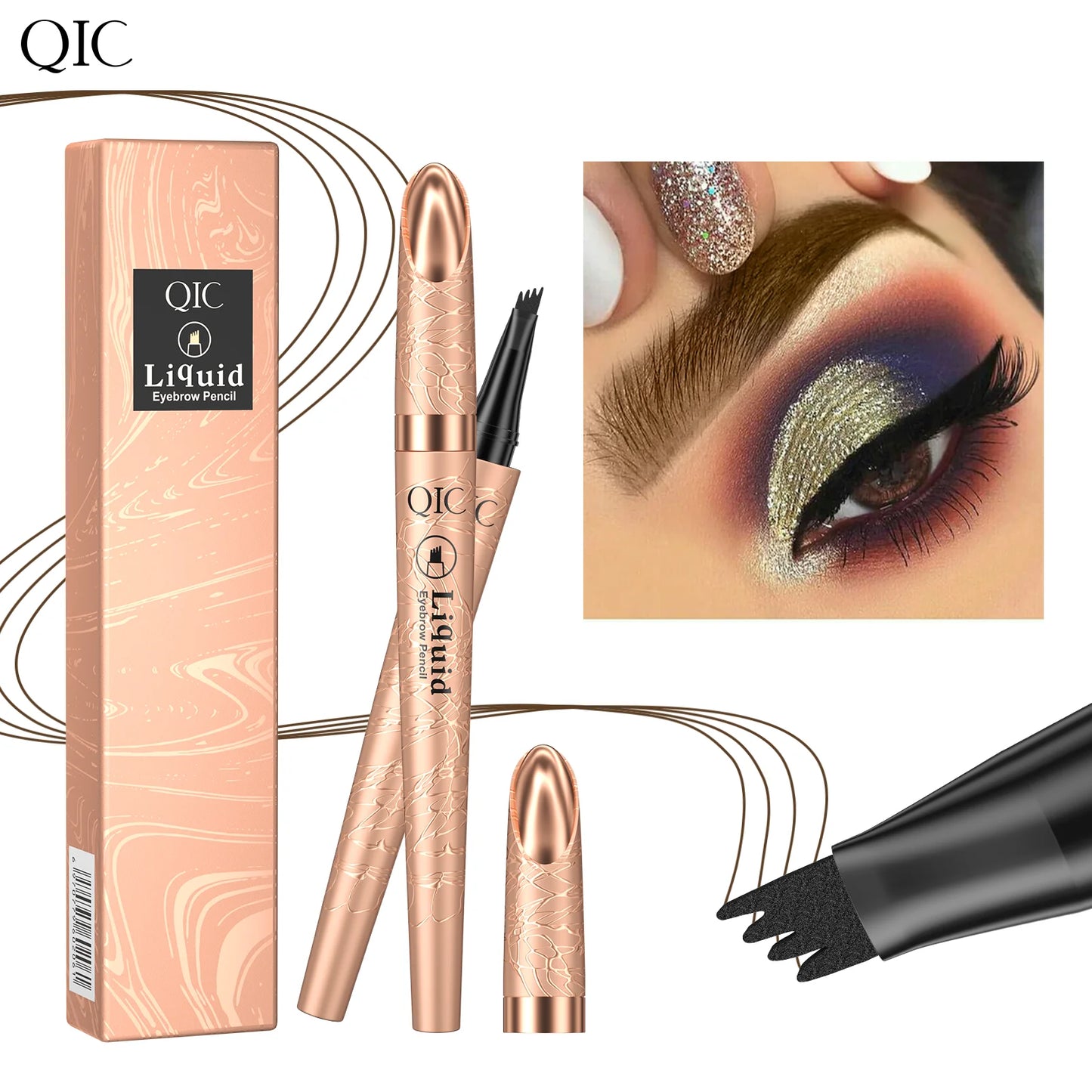 Liquid Eyebrow Pencil - Waterproof 4 Tip Microblade Pen Long-Lasting