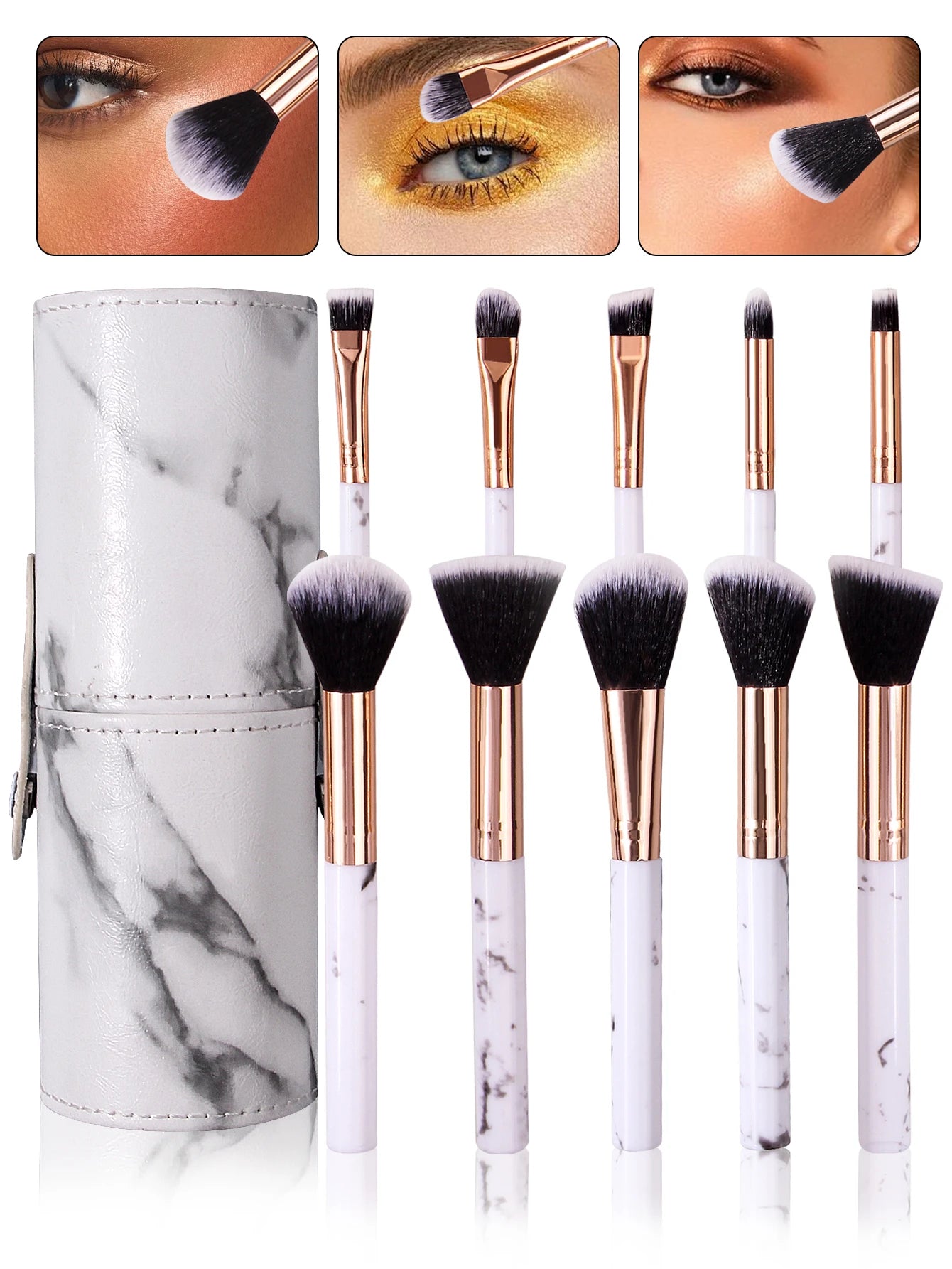 Professional Marble Makeup Brush Set - 11 Piece Collection