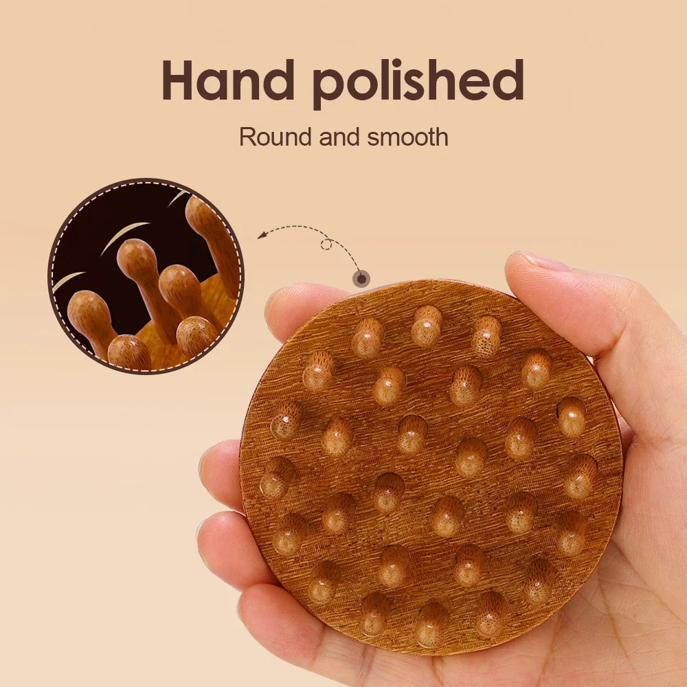 Sandalwood Massage Comb - Finger Ring Scalp Massager & Gua Sha Tool