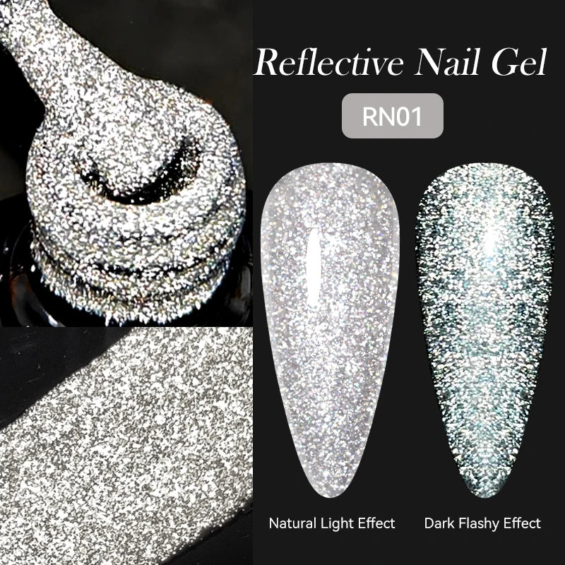 LILYCUTE 5ML Reflective Glitter Liner Gel Polish Nail Art Champagne Sparkling Lines