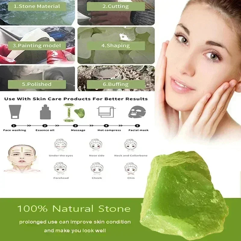 Natural Jade Roller & Gua Sha Set - Face and Body Massage Tool