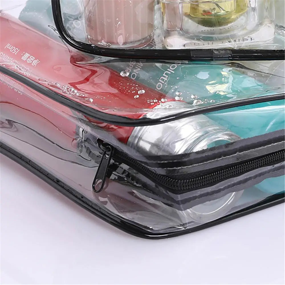 Transparent Waterproof Cosmetic Pouch - TSA-Compliant Makeup Storage