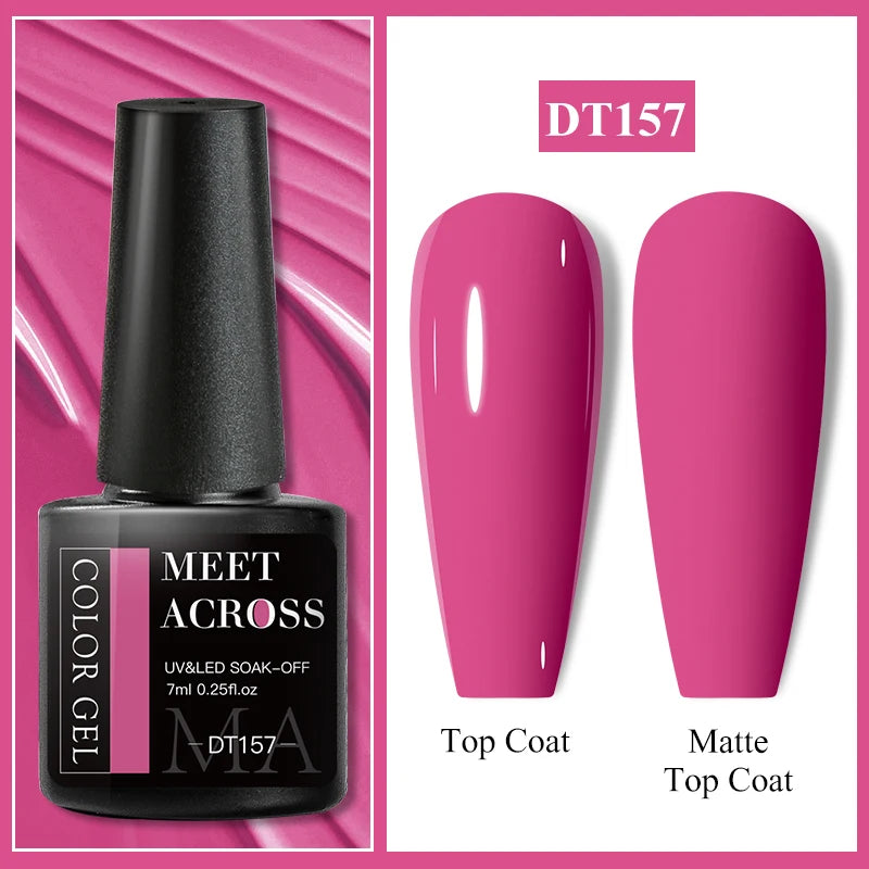 MEET ACROSS Wine Red Gel Nail Polish - 7ml Long-Lasting French Manicure