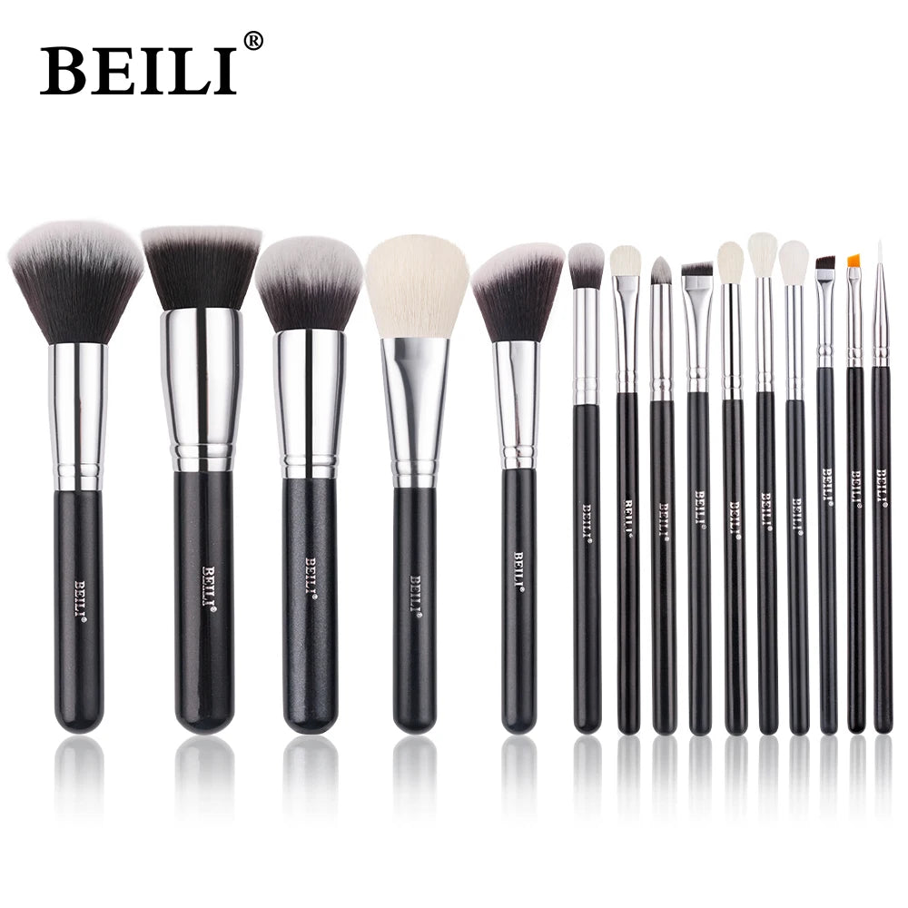 BEILI Professional Makeup Brush Set - 30 Piece Natural Hair Collection