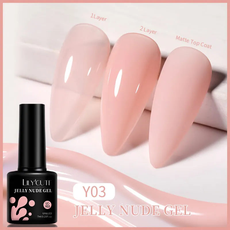 LILYCUTE 7ML Jelly Amber Gel Nail Polish Nail Art Dark Bloom Leopard