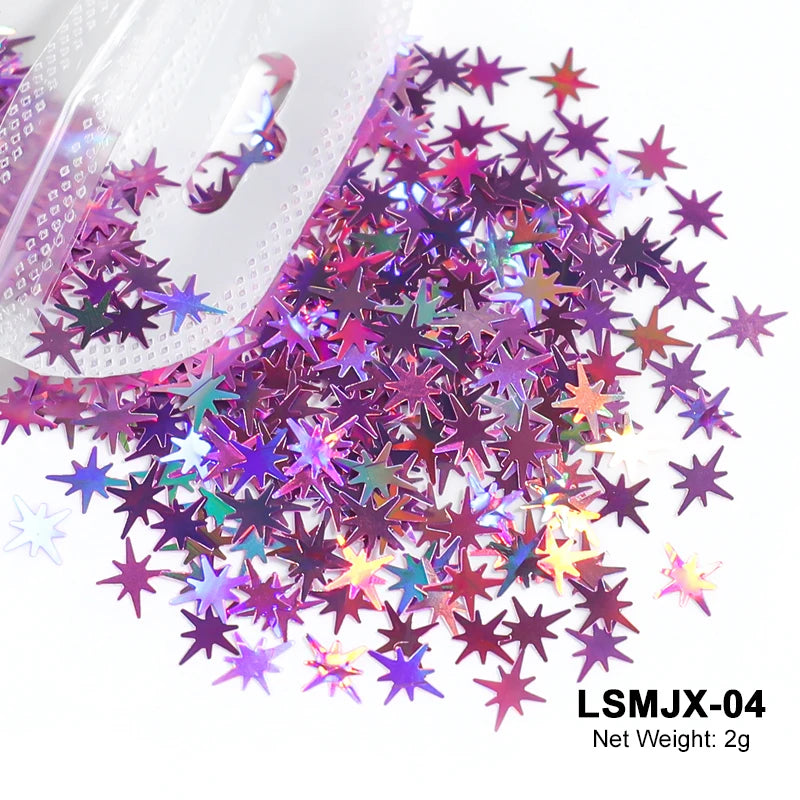 Holographic Nail Art Glitter - Laser Star & Butterfly Sequins (2g)
