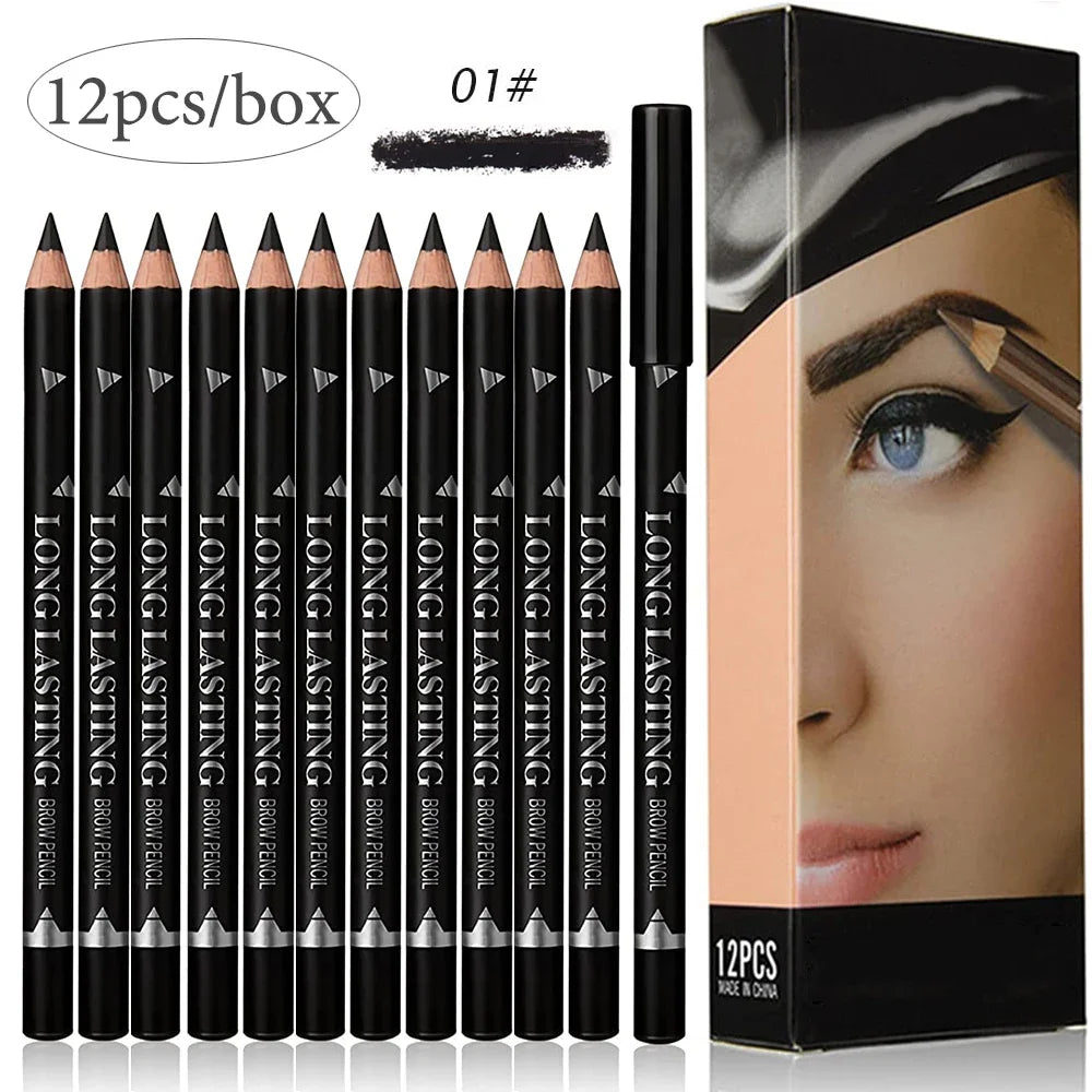 Eye Brow Pencil Set - 6/12Pcs Waterproof Professional Natural Black Brown