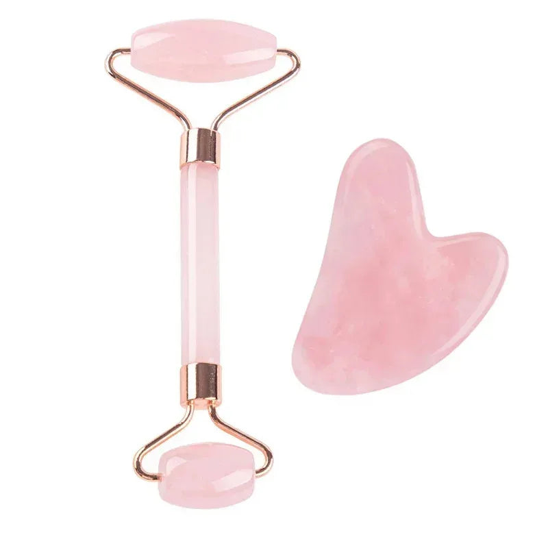 Natural Jade Roller & Gua Sha Set - Face and Body Massage Tool
