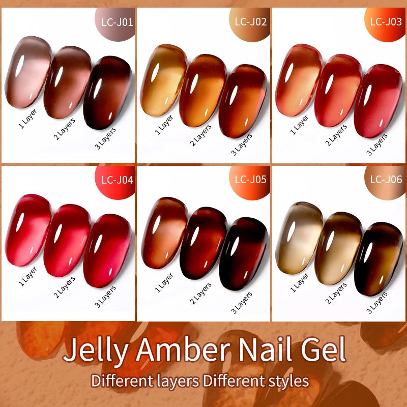 LILYCUTE 7ML Jelly Amber Gel Nail Polish Nail Art Dark Bloom Leopard