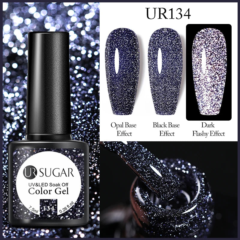 UR SUGAR Reflective Glitter Gel Polish - 7.5ml Pink Sequins Nail Art