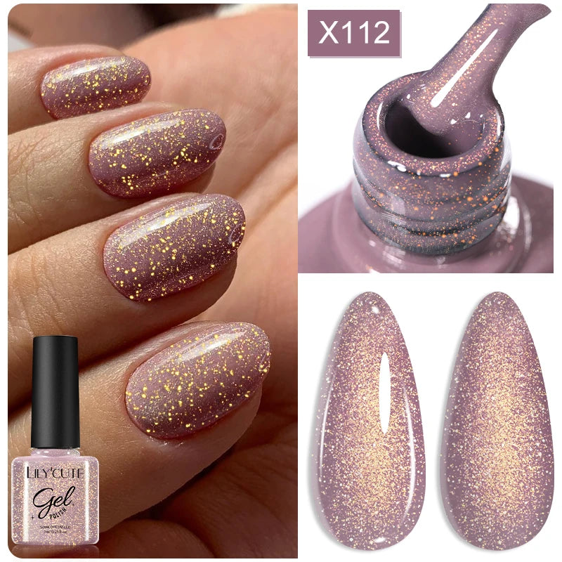 LILYCUTE 5ML Reflective Glitter Liner Gel Polish Nail Art Champagne Sparkling Lines