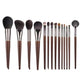 Professional 14-Piece Natural Goat Hair Makeup Brush Set with Premium Wooden Handles & Travel Case