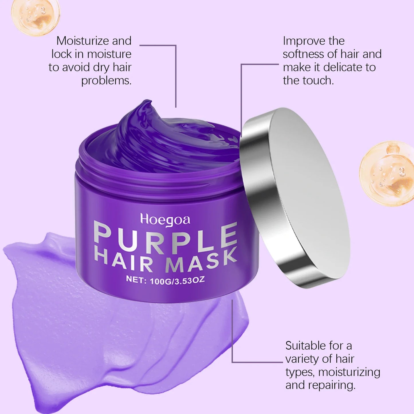 EELHOE Purple Keratin Hair Mask - Deep Repair Treatment for Blonde & Damaged Hair (100g)