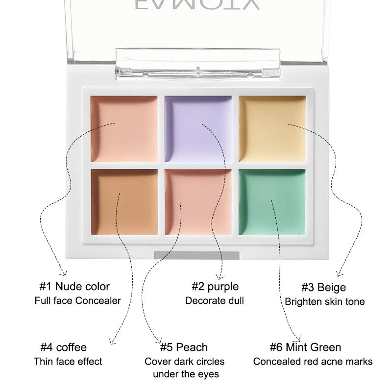 Moisturizing Multicolor Concealer Palette - Full Coverage Cream Base