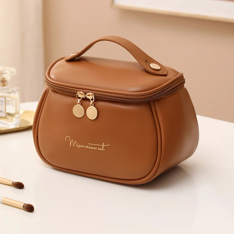 Luxury PU Leather Cosmetic Bag - Multi-Functional Travel Makeup Case