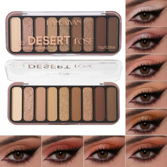 Handaiyan Desert Rose Eyeshadow Palette - 9 Highly Pigmented Shades with Matte & Shimmer Finish