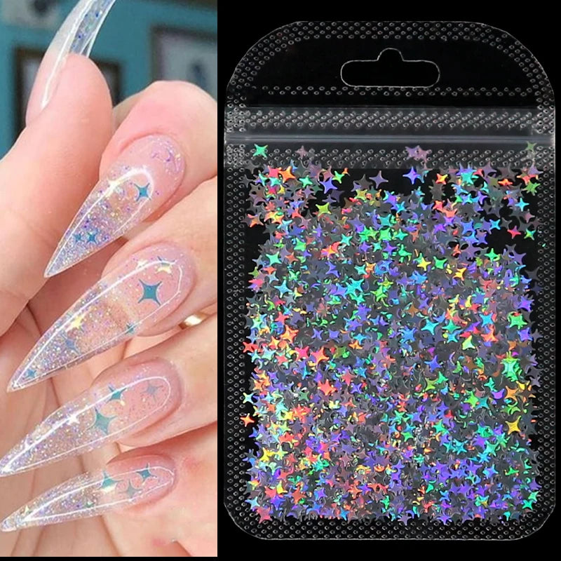Holographic Nail Art Glitter - Laser Star & Butterfly Sequins (2g)