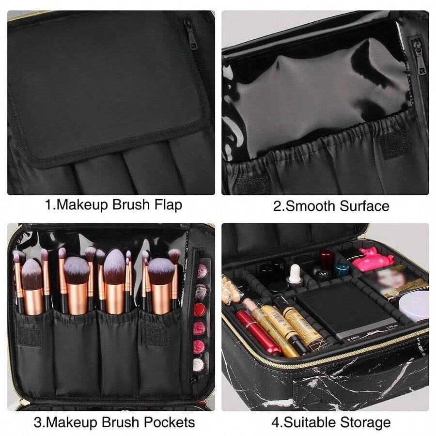 Marble Waterproof PU Cosmetic Bag - Professional Desktop & Travel Organizer