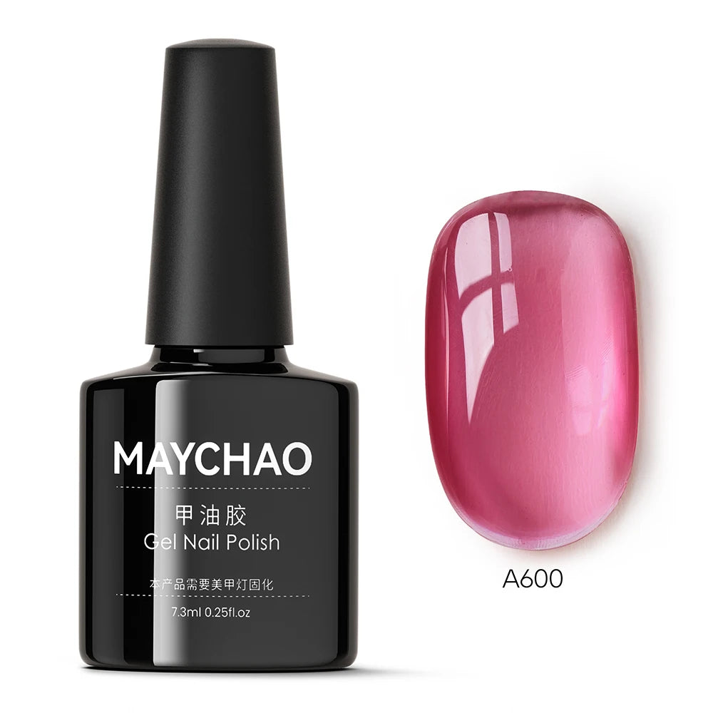 MAYCHAO Transparent Jelly Gel Nail Polish - 7.3ml Semi-Permanent Nude Collection