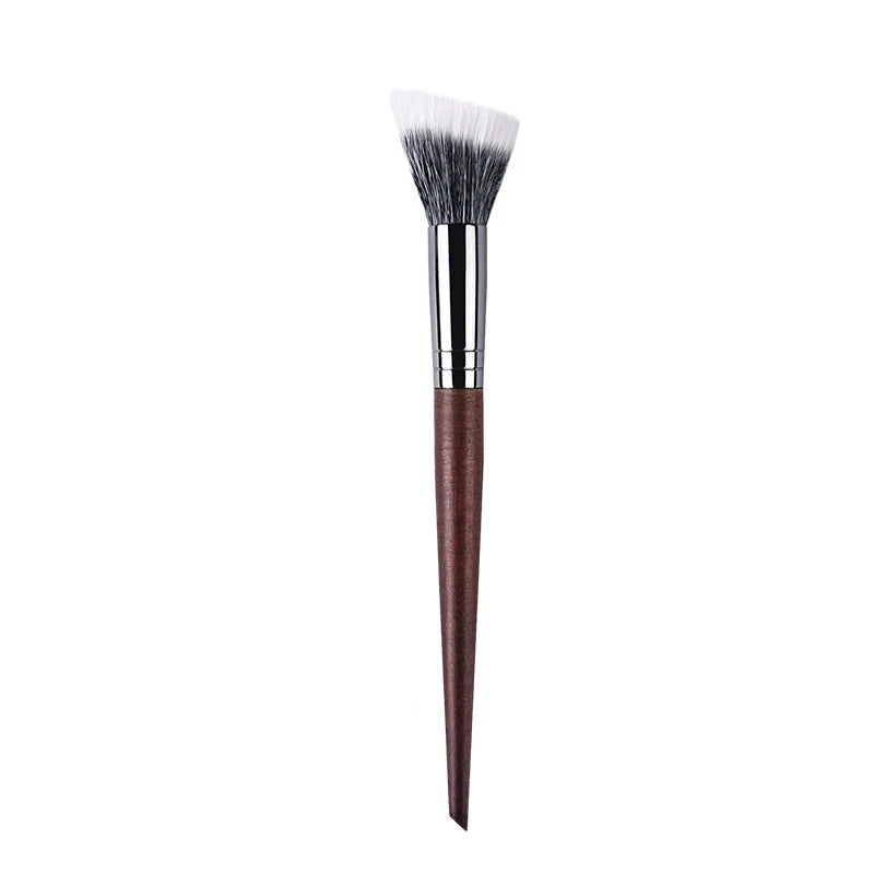 Natural Wood & Goat Hair Stippling Makeup Brush - Professional Powder & Contour Blending