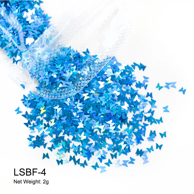 Holographic Nail Art Glitter - Laser Star & Butterfly Sequins (2g)