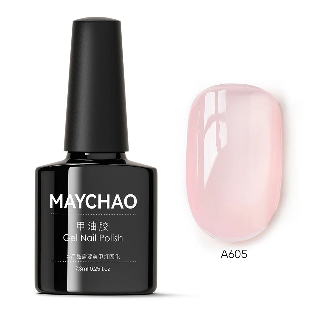 MAYCHAO Transparent Jelly Gel Nail Polish - 7.3ml Semi-Permanent Nude Collection