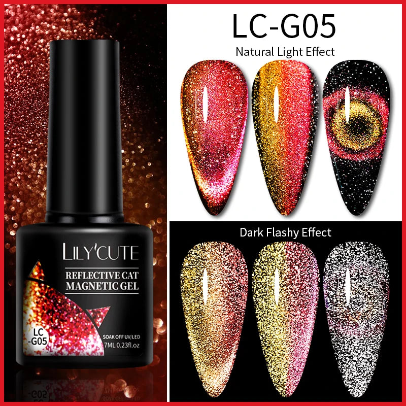 LILYCUTE 5ML Reflective Glitter Liner Gel Polish Nail Art Champagne Sparkling Lines