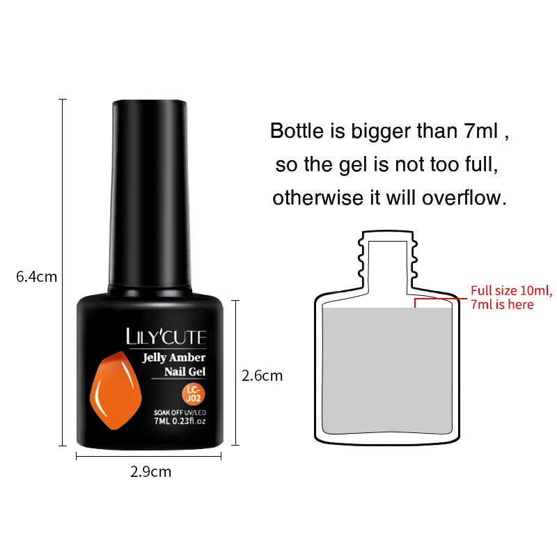 LILYCUTE 7ML Jelly Amber Gel Nail Polish Nail Art Dark Bloom Leopard
