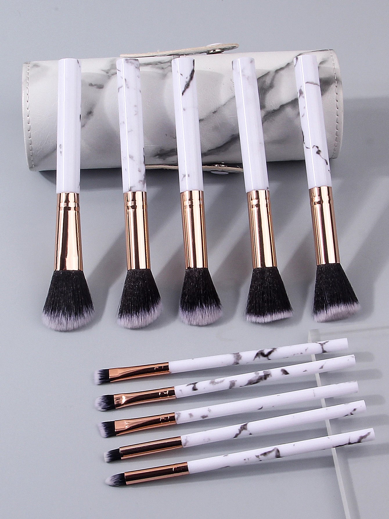 Professional Marble Makeup Brush Set - 11 Piece Collection