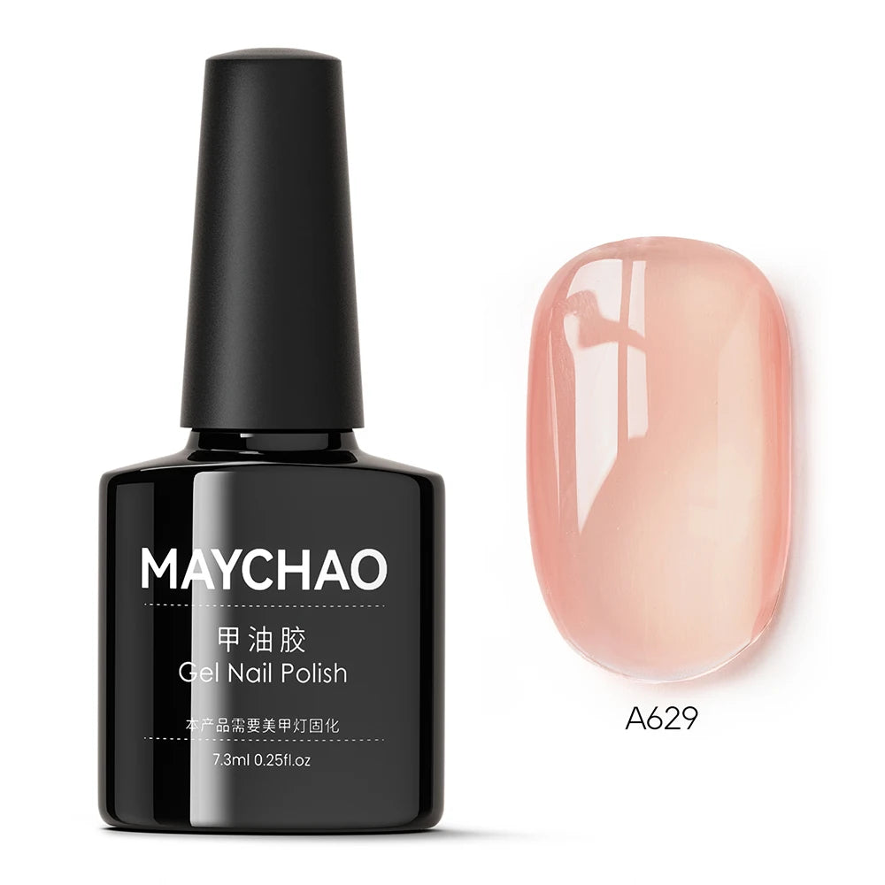 MAYCHAO Transparent Jelly Gel Nail Polish - 7.3ml Semi-Permanent Nude Collection