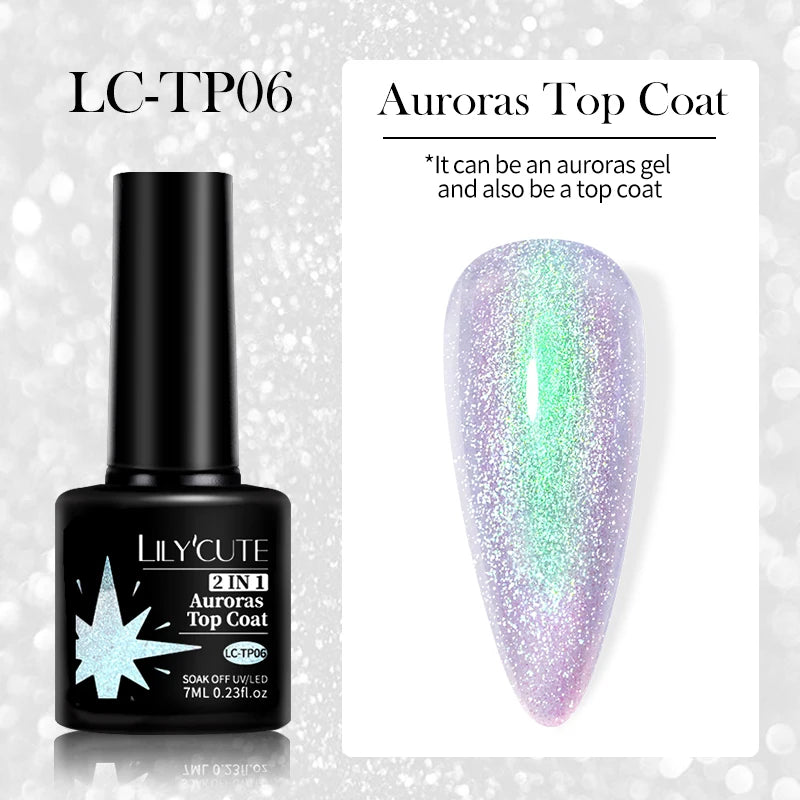 LILYCUTE UV Gel Nail Polish - Base & No-Wipe Top Coat Set (7ml)