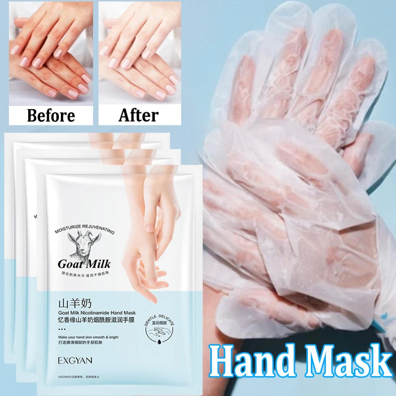 Goat Milk Hand Mask - Moisturizing & Nourishing Treatment (5 Pairs)
