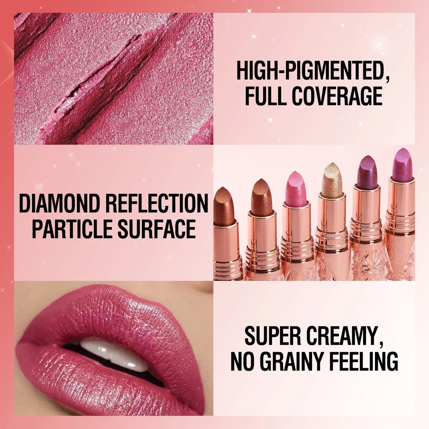 XMSJ Quicksand Gold Glitter Lipstick - Moisturizing Long-Lasting Waterproof Lip Color 3.8g