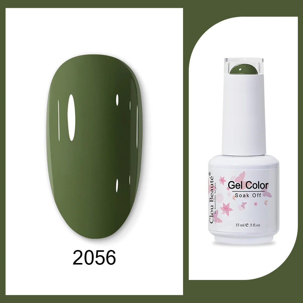 Clou Beaute HEMA & TPO Free Gel Nail Polish - Army Green 15ml