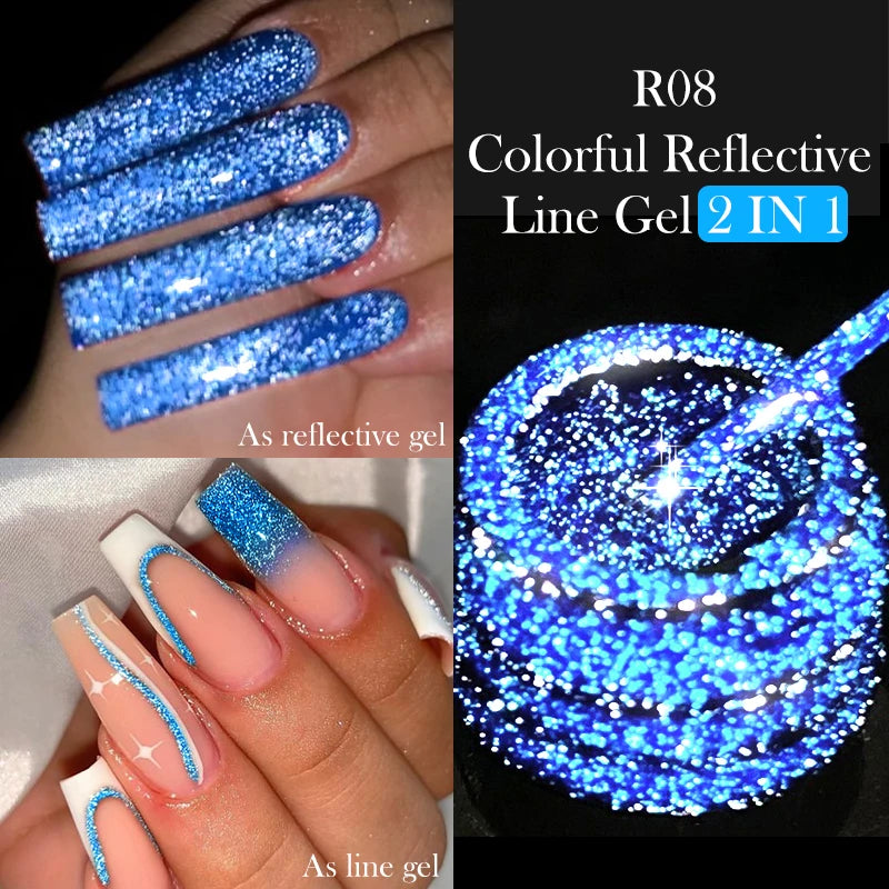 LILYCUTE 5ML Reflective Glitter Liner Gel Polish Nail Art Champagne Sparkling Lines