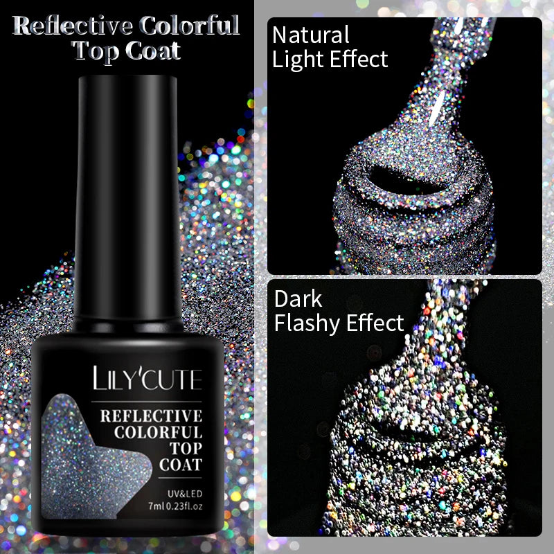 LILYCUTE 5ML Reflective Glitter Liner Gel Polish Nail Art Champagne Sparkling Lines
