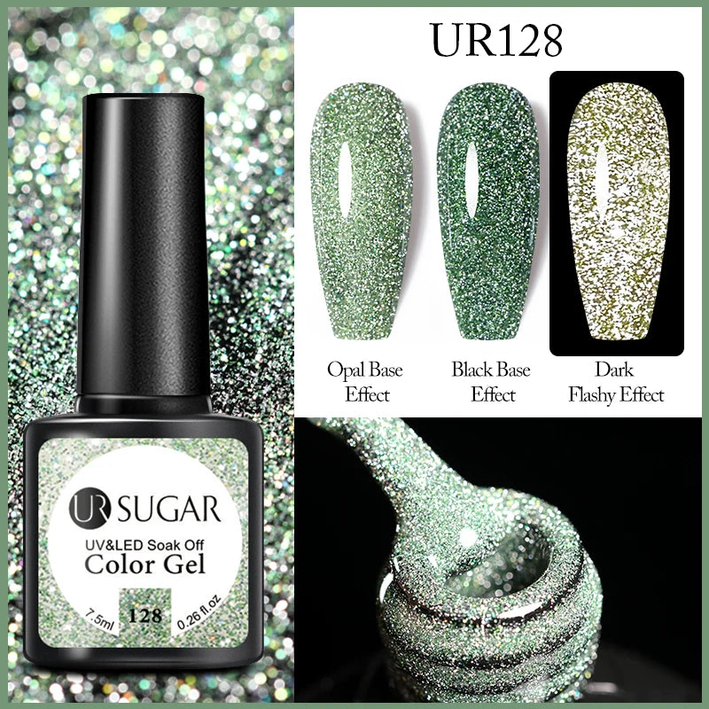UR SUGAR Reflective Glitter Gel Polish - 7.5ml Pink Sequins Nail Art